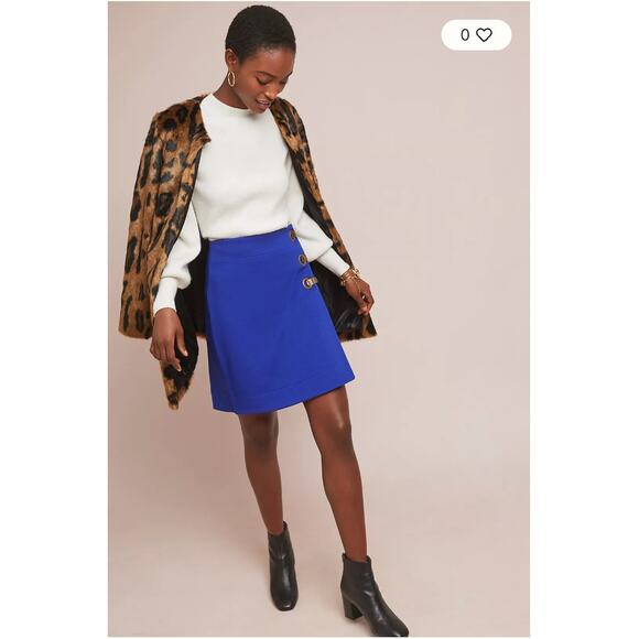 ANTHROPOLOGIE Maeve Monae Cobalt Blue Structured Mini Skirt // 0 - Picture 2 of 12
